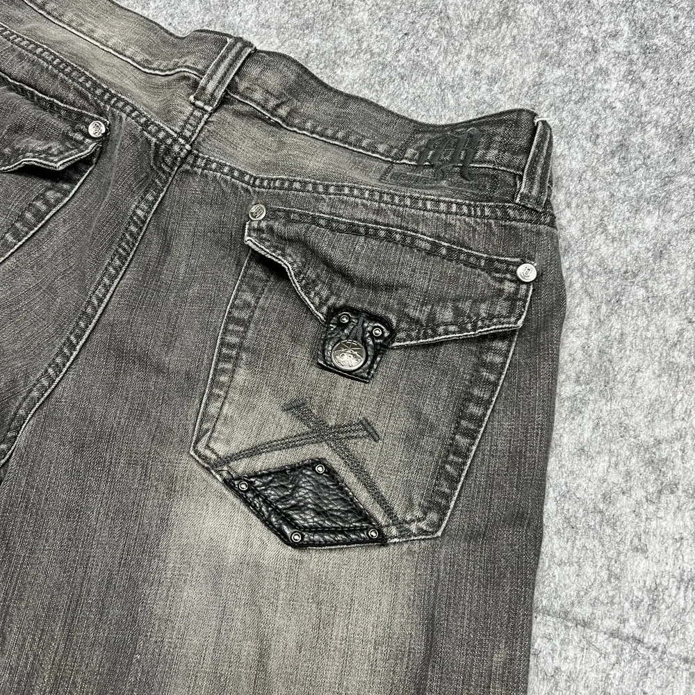 Request Jeans Mens 36x34 Gray Straight Denim Distressed Pockets Baggy Vintage